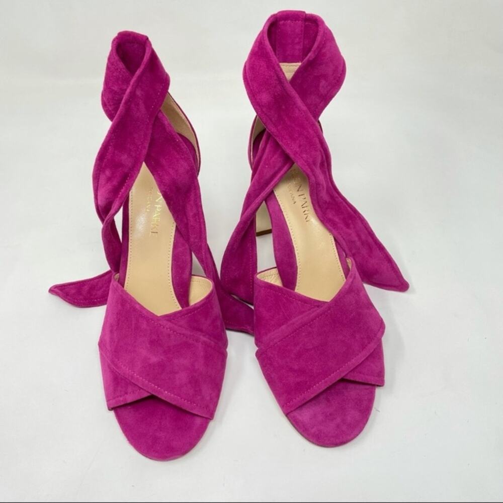 🎉HP👏 NIB Marion Parke Women's Leah Ankle Tie Sandal in Magenta Suede Sz 7.5 - Picture 3 of 16